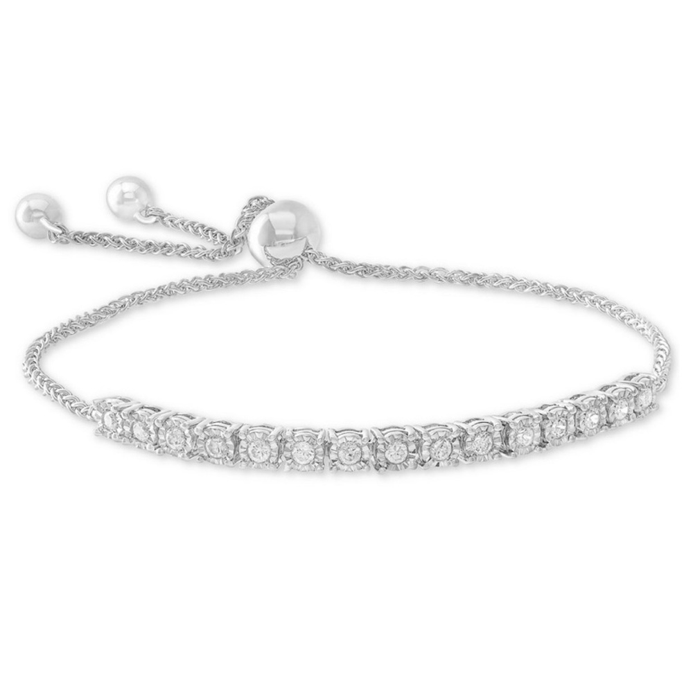 Diamond bolo bracelet (1/2 ct tw) silver